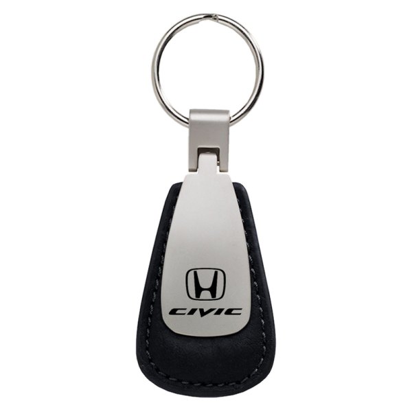 Autogold® - Civic Black Leather Teardrop Key Chain