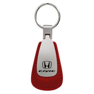 Autogold® - Civic Red Leather Teardrop Key Chain