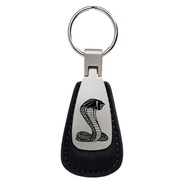 Autogold® - Cobra Black Leather Teardrop Key Chain