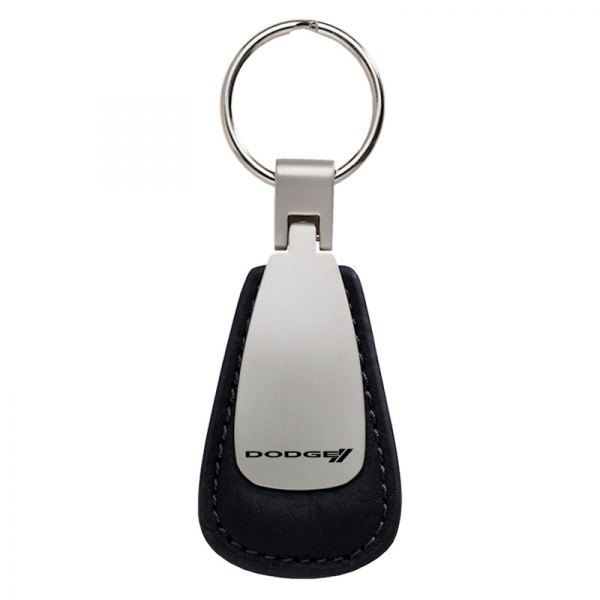 Autogold® - Dodge Stripe Black Leather Teardrop Key Chain