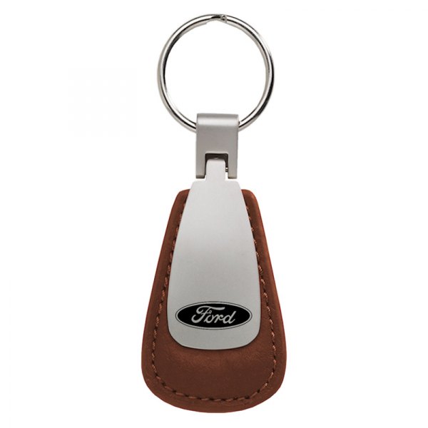 Autogold® - Ford Brown Leather Teardrop Key Chain