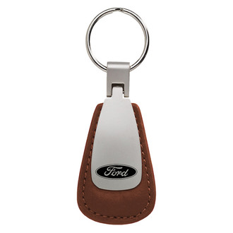 Autogold® - Ford Brown Leather Teardrop Key Chain