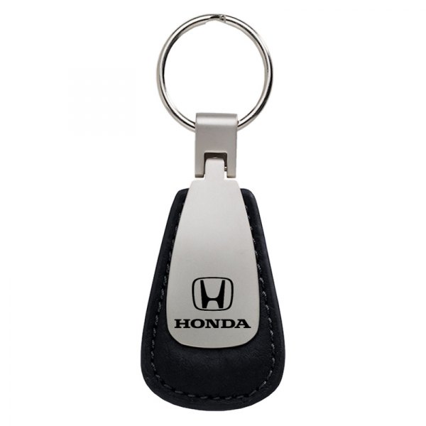 Autogold® - Honda Black Leather Teardrop Key Chain