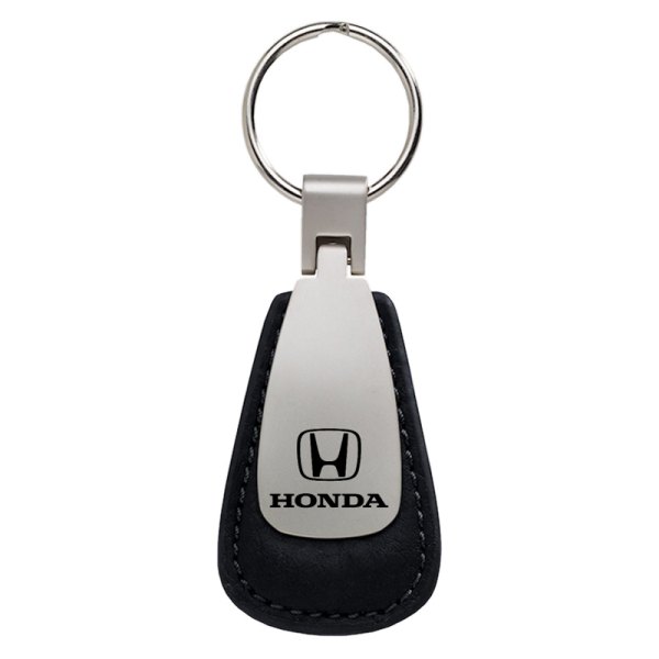 Autogold® - Honda Black Leather Teardrop Key Chain