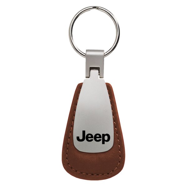 Autogold® - Jeep Brown Leather Teardrop Key Chain