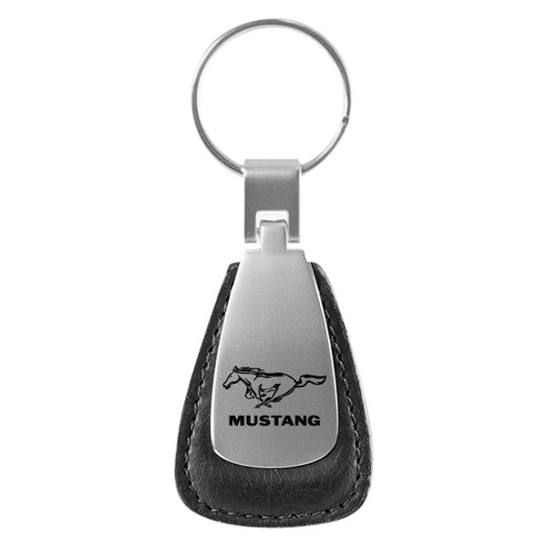 Autogold® - Mustang Black Leather Teardrop Key Chain