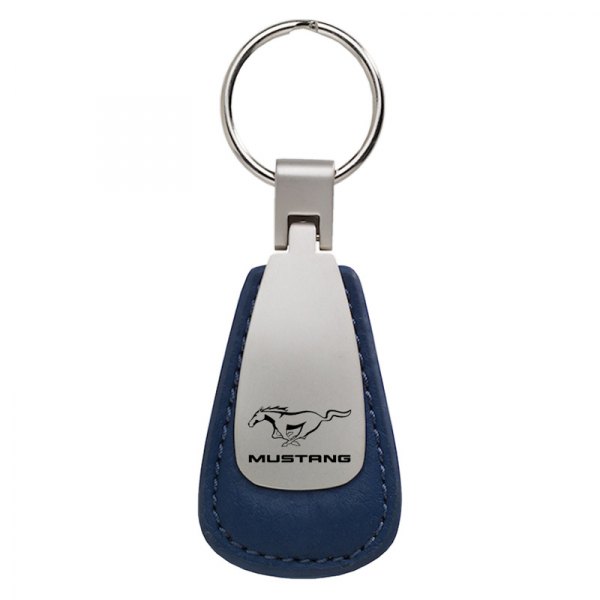 Autogold® - Mustang Blue Leather Teardrop Key Chain