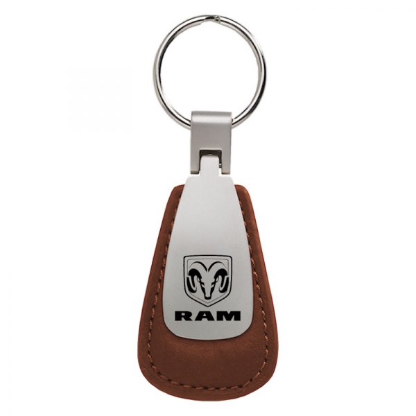 Autogold® - Ram Brown Leather Teardrop Key Chain