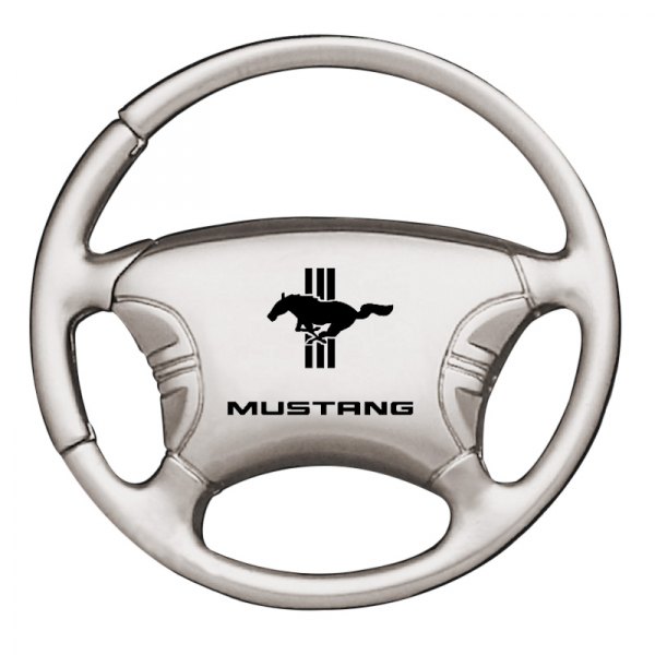 Autogold® - Mustang Tri-Bar Chrome Steering Wheel Key Chain