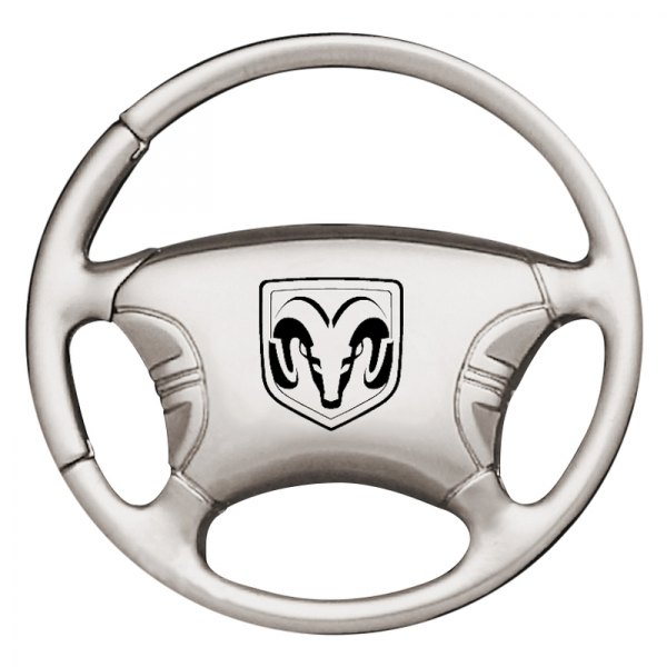 Autogold® - Ram Head Logo Chrome Steering Wheel Key Chain