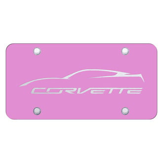 Autogold® - Pink License Plate with Laser Etched Corvette C7 Profile Logo