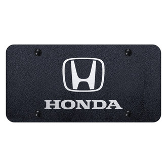 Autogold® - Rugged Black License Plate with Laser Etched Honda Logo and Emblem