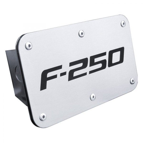 Autogold® - Brushed Stainless Hitch Cover with F-250 Logo