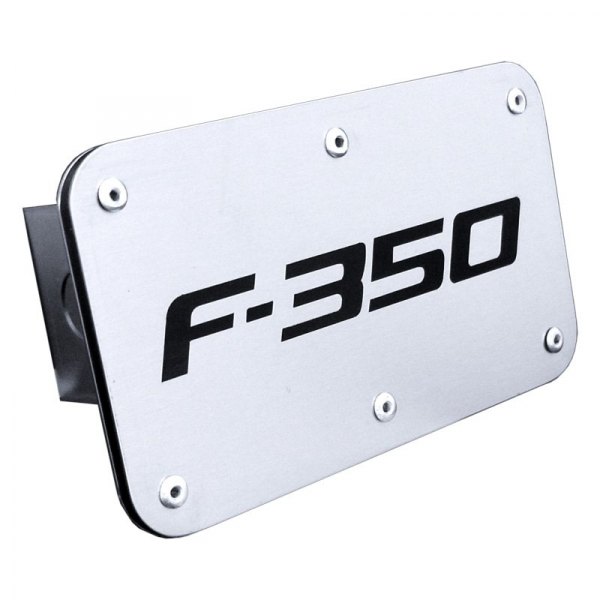 Autogold® - Brushed Stainless Hitch Cover with F-350 Logo