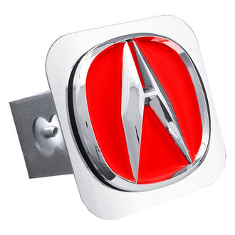 Autogold® - Red Hitch Cover with Chrome Acura Logo for 1-1/4" Receivers
