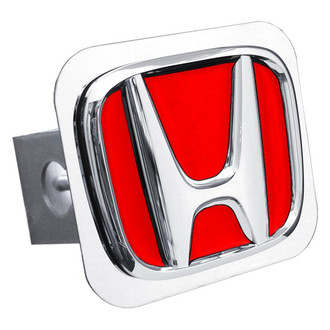 Autogold® - Red Hitch Cover with Chrome Honda Logo for 1-1/4" Receivers