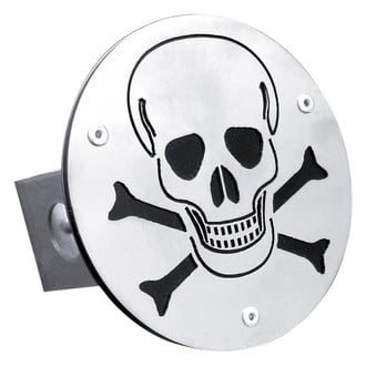 Autogold® - Laser Cut Brushed Hitch Cover with Skull Logo