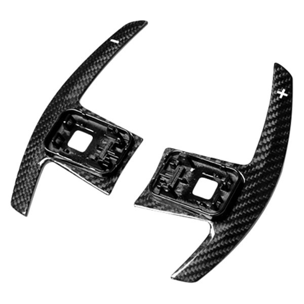 AutoTecknic® - Battle Version Gloss Carbon Fiber Competition Shift Paddles with White Indicator