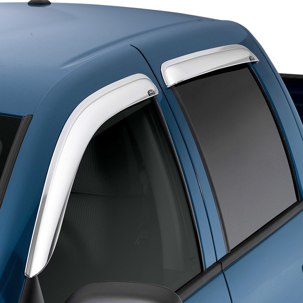 itelleti 4pcs Outside Mount Dark Smoke Sun/Rain Guard Front+Rear Tape-On Auto Window Visors For 07-13 Chevy Silverado/GMC Sierra New Body 1500/2500/3500 HD Extended Cab With Half Size Rear Doors 