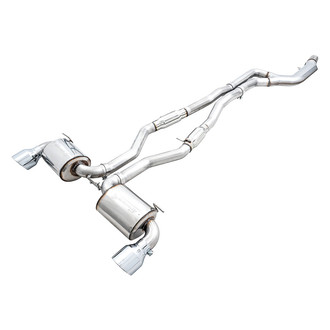 AWE Tuning® - Touring Edition™ 304 SS Resonated Downpipe-Back Exhaust System with Split Rear Exit