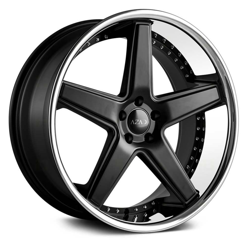 AZAD® AZ23 Wheels - Brushed Silver with Chrome SS Lip Rims