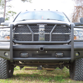 Back Road® - Pipe Force Series Full Width Black Powder Coated Front HD Bumper with Full Grille Guard