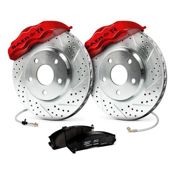Baer® - Track4 Front Brake System with Red Calipers
