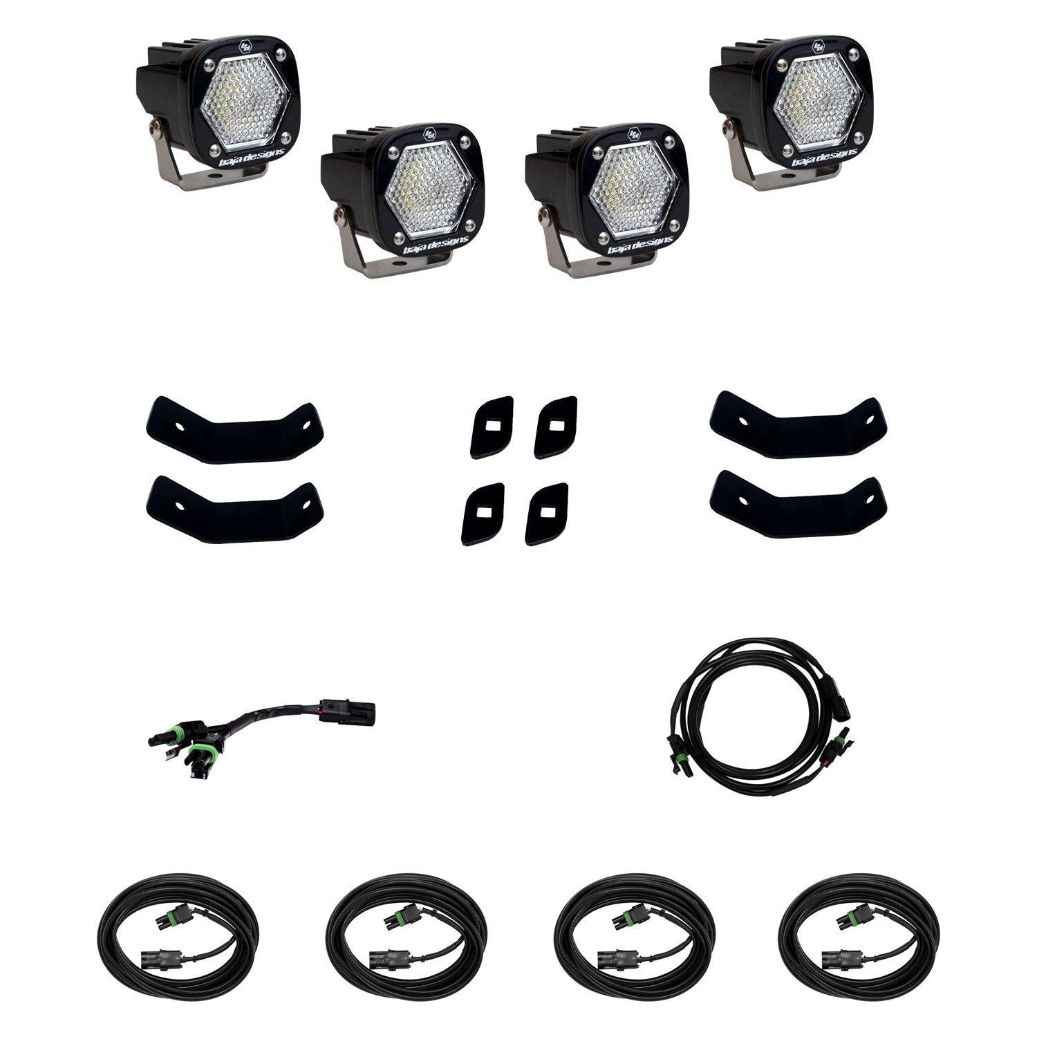 Baja Designs® 447862 Roof Rack Rail Mounted S1™ 4x20W Square Work