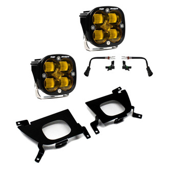 Baja Designs® - Fog Light Location Mounted Squadron SAE™ 3.1" 2x22W Square Wide Cornering Beam Amber LED Light Kit