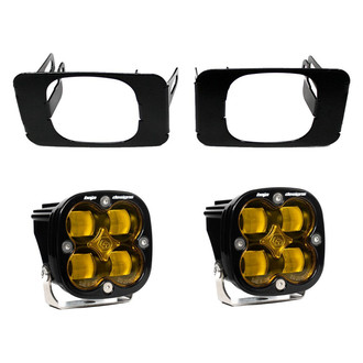 Baja Designs® - Fog Light Location Mounted Squadron SAE™ 3.1" 2x22W Square Wide Cornering Beam Amber LED Light Kit
