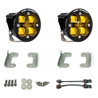 Baja Designs® - Fog Light Location Mounted Squadron-R SAE™ 2x22W Round Wide Cornering Beam Amber LED Light Kit