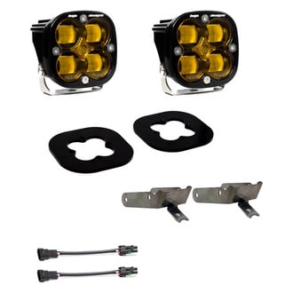 Baja Designs® - Fog Light Location Mounted Squadron SAE™ 3.1" 2x22W Square Wide Cornering Beam Amber LED Light Kit