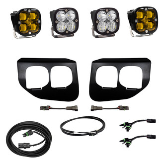 Baja Designs® - Fog Light Location Mounted Squadron SAE™ and Squadron Sport™ 3" 2x26W/2x22W Square Driving/Combo Beam White/Amber LED Light Kit, with Upfitter