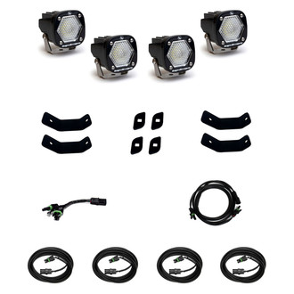 Baja Designs® - Roof Rack Rail Mounted S1™ 4x20W Square Work/Scene Beam White/Amber LED Light Kit