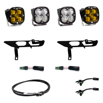 Baja Designs® - Fog Light Location Mounted Squadron Pro™ and Squadron SAE™ 3" 2x22W/2x40W Square Wide Cornering Beam White/Amber LED Light Kit, with Upfitter
