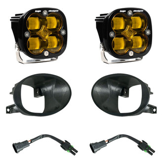 Baja Designs® - Fog Light Location Mounted Squadron SAE™ 3.1" 2x22W Square Wide Cornering Beam Amber LED Light Kit