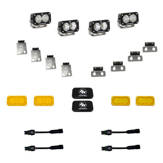 Baja Designs® - Fog Light Location Mounted S2 Pro™ 3" 4x24W Rectangular Spot/Wide Cornering Beam LED Light Kit