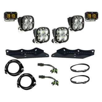 Baja Designs® - Fog Light Location Mounted Squadron Pro™ and S2 SAE™ 4x41W/2x12.5W Square Driving/Combo Beam White/Amber LED Light Kit