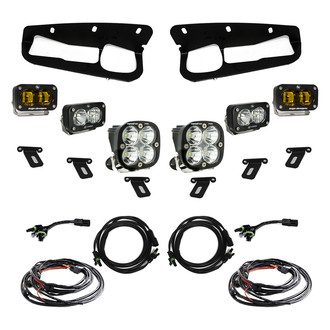 Baja Designs® - Fog Light Location Mounted S2 SAE™, S2 Pro™ and Squadron Pro™ 2x41W/4x12.5W Square Driving/Combo Beam White/Amber LED Light Kit