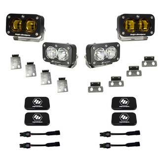 Baja Designs® - Fog Light Location Mounted S2 SAE™ and S2 Sport™ 2x12.5W/2x12W Rectangular Driving/Combo Beam White/Amber LED Light Kit