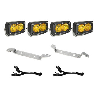 Baja Designs® - Fog Light Location Mounted S2 Sport™ 2.93" 4x12W Rectangular Wide Cornering Beam Amber LED Light Kit