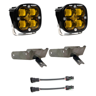 Baja Designs® - Fog Light Location Mounted Squadron SAE™ 3.1" 2x29W Square Wide Cornering Beam Amber LED Light Kit