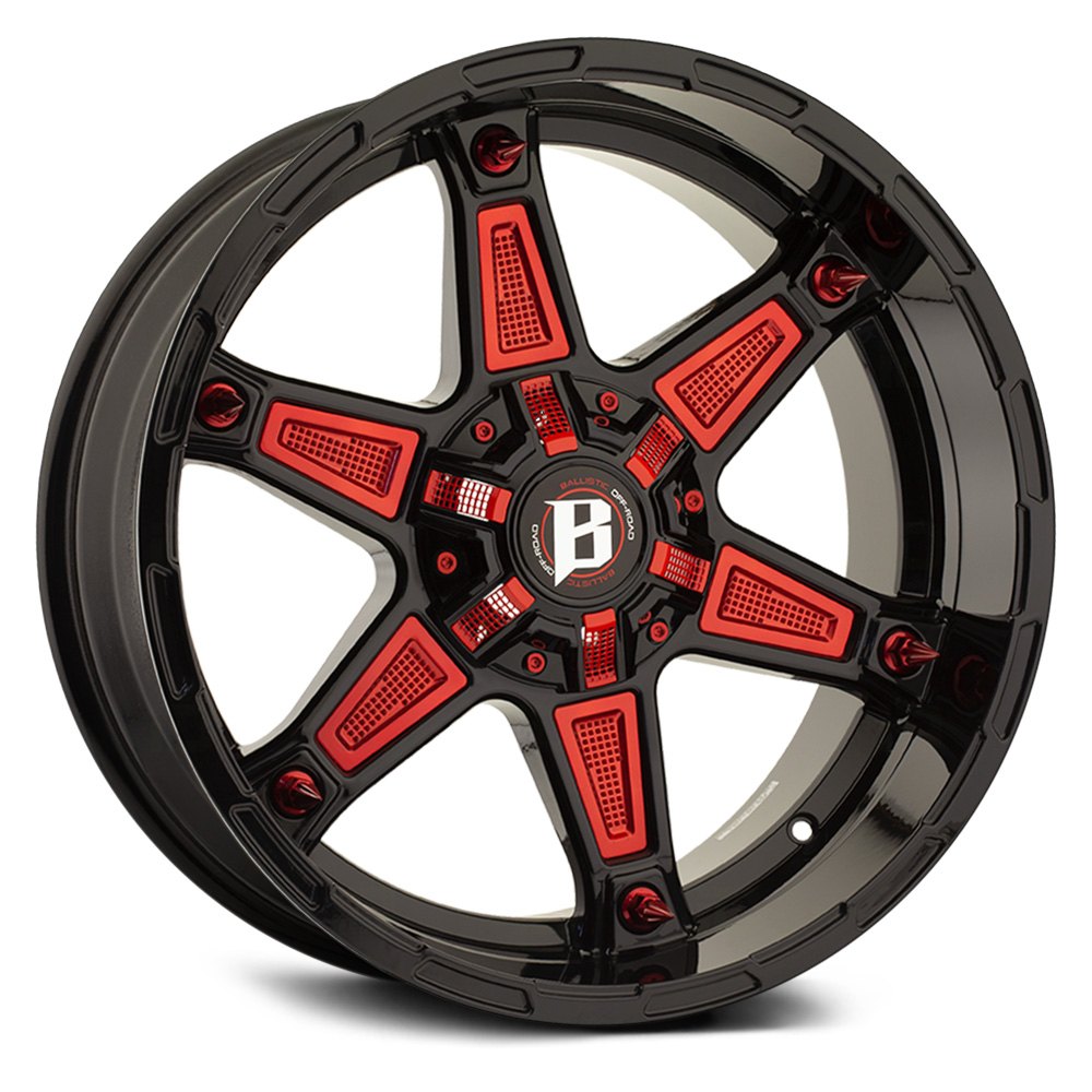 Ballistic Off Road 7 Warrior Wheels Gloss Black With Red Accents Rims