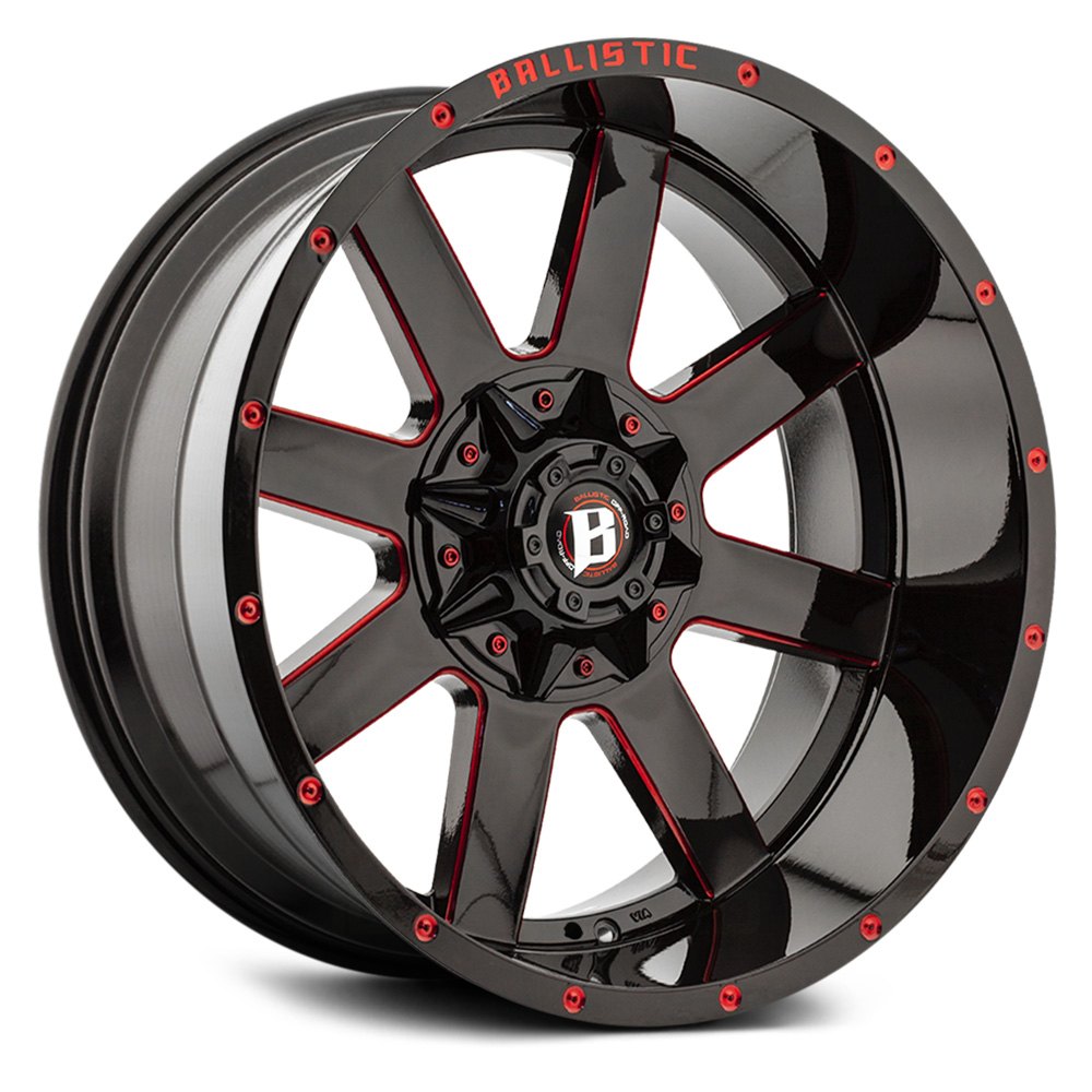 Ballistic Off Road 959 Rage Wheels Gloss Black With Red Accents Rims