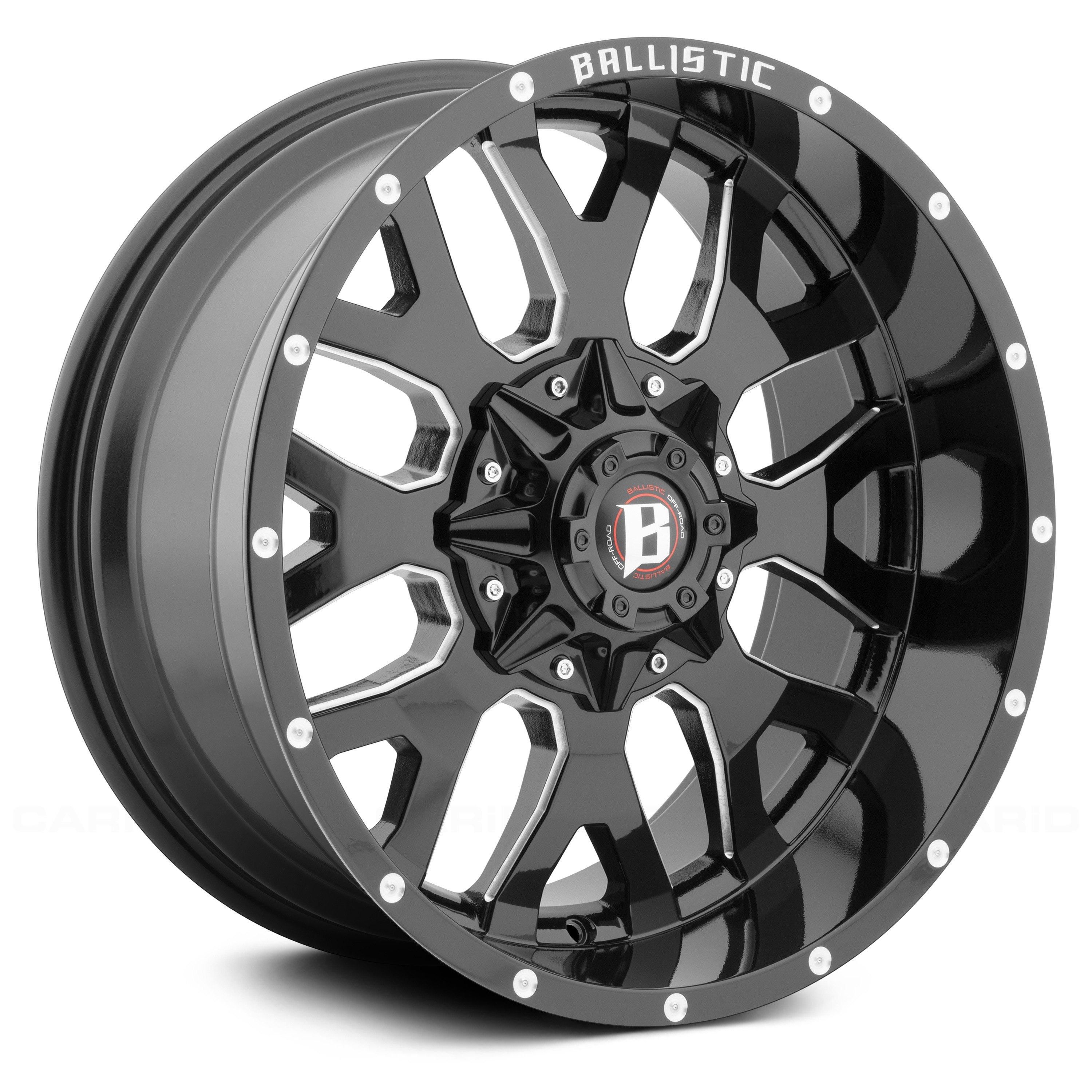 Ballistic Off Road 853 Tank Wheels Gloss Black With Milled Window Rims