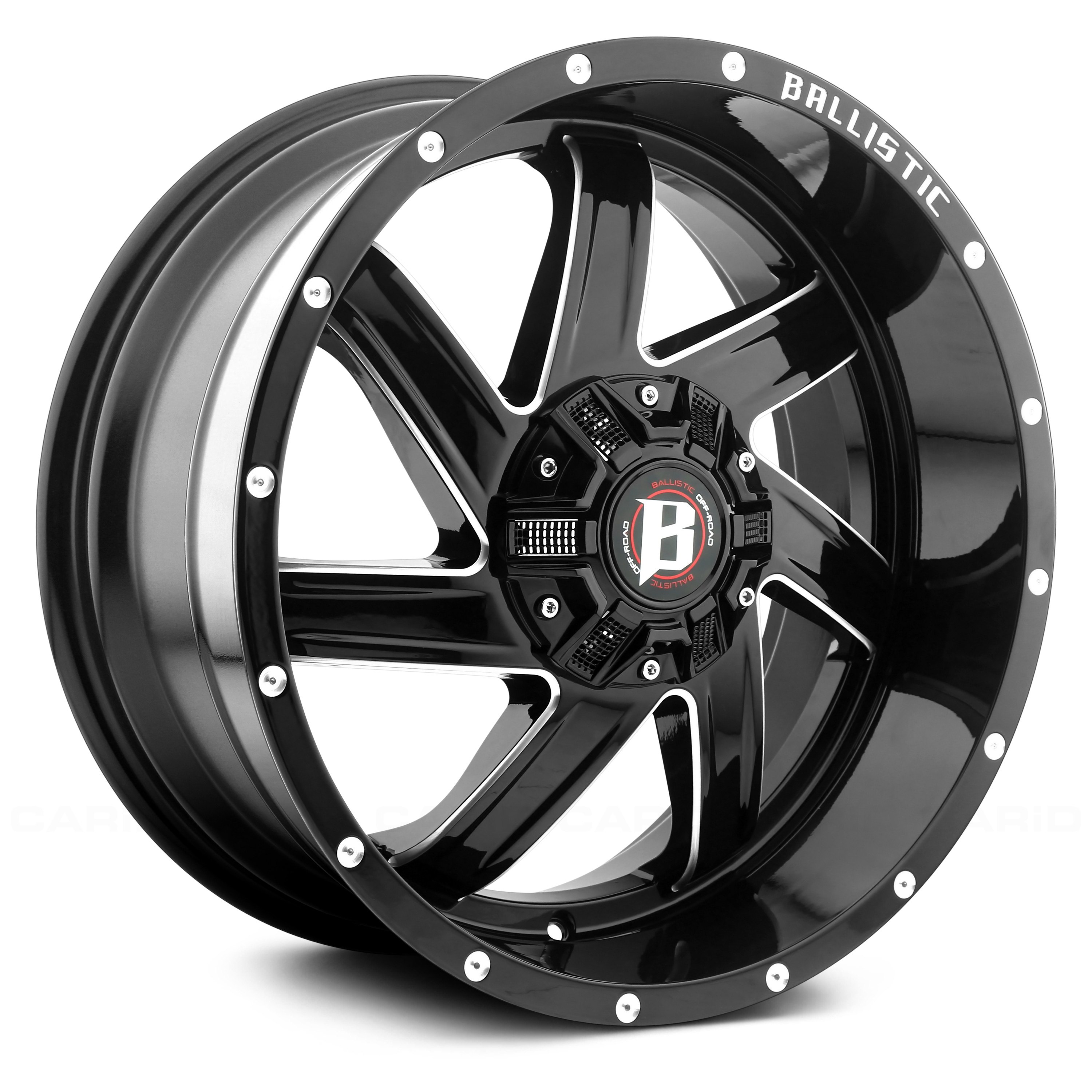 Ballistic Off Road 961 Guillotine Wheels Gloss Black With Milled Accents Rims