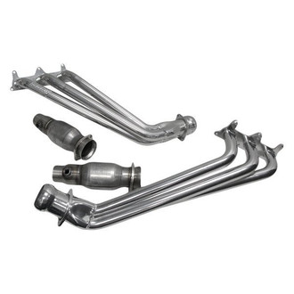 BBK® - CNC Series™ Steel Silver Ceramic Coated Long Tube Exhaust Headers with High-Flow Cats