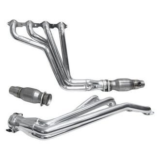 BBK® - CNC Series™ Steel Silver Ceramic Coated Long Tube Exhaust Headers with High-Flow Cats