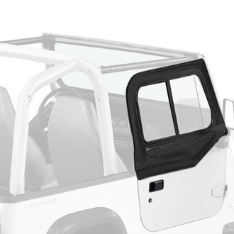 Bestop® - Black Denim Upper Door Sliders with Rounded Rear Upper Corner