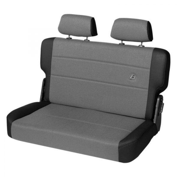Bestop® - Black Denim TrailMax™ II Rear Fold and Tumble Bench Seat Vinyl with Center Fabric Insert